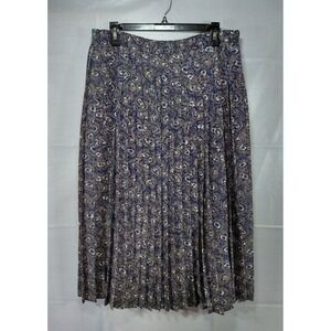 Vtg Alexon Pleated Floral Midi Skirt M Pull On Grandmacore Feminine Modest Flowy